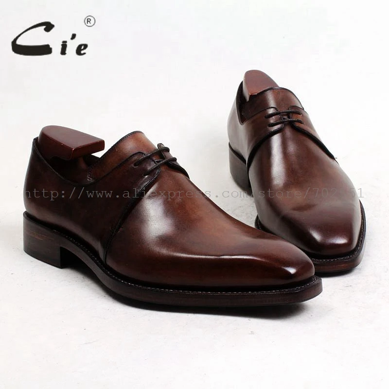 

cie Square Plain Toe Bespoke Custom Handmade100% Genuine Calf Leather Outsole Men's Derby Color Breathable Brown Flat Shoe D141