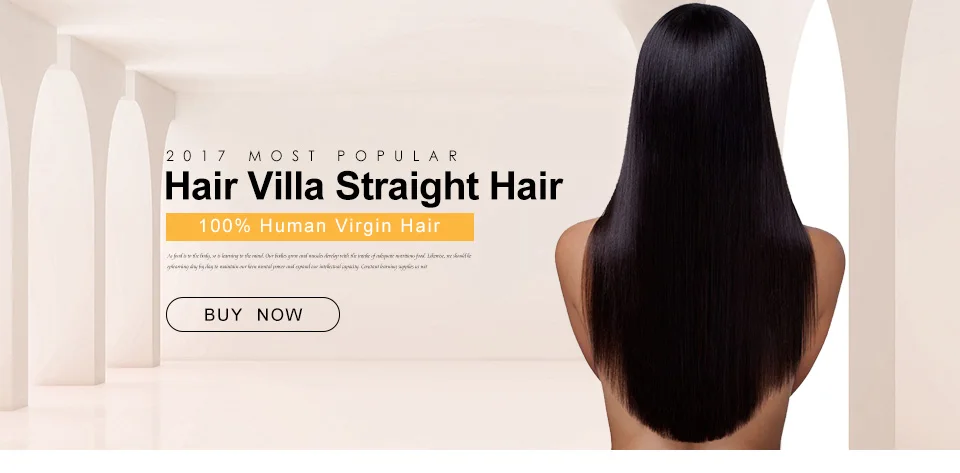 Hair Villa Pre-Colored Brazilian Straight Bundles With 134 Lace Frontal Closure #1B Natural Black Non-Remy Human Hair Weave (1)