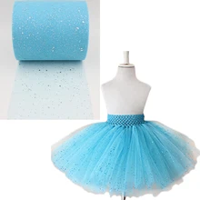2016 nouvelle paillettes tulle rouleau turquoise paillettes tulle rouleau 6 ” X100yards bleu paillettes tutu jupe pour les filles parti décoratif