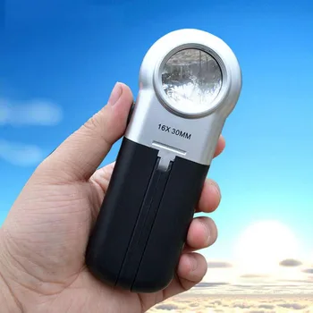

Handheld Magnifier 16X Double Glass Lens With LED Light Magnifier Reading Jewelry Identification Outdoor Collapsible Magnifier
