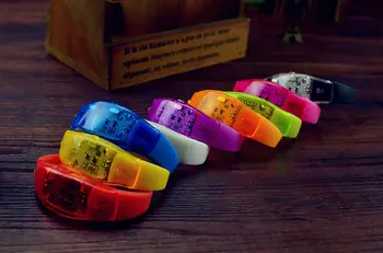 

10pcs/lot LED Glowing Soft Silicon Bracelet Wristband Sound Control Birthday Christmas Concert Party Decors Kids Favor