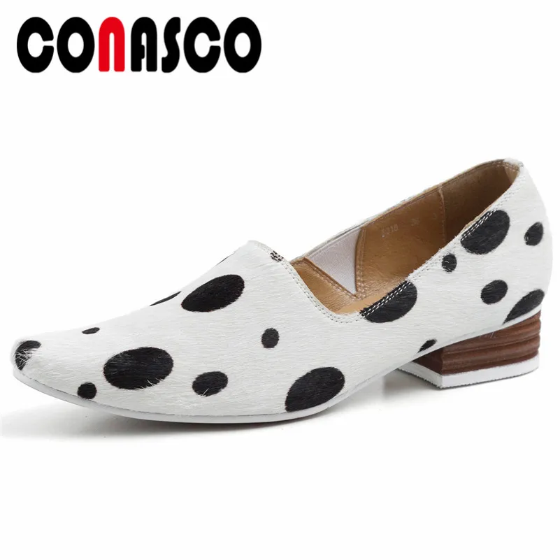 

CONASCO Top Quality Women Basic Pumps High Heels Horsehair Party Dancing Shoes Woman Slip On Spring Summer Office Pumps