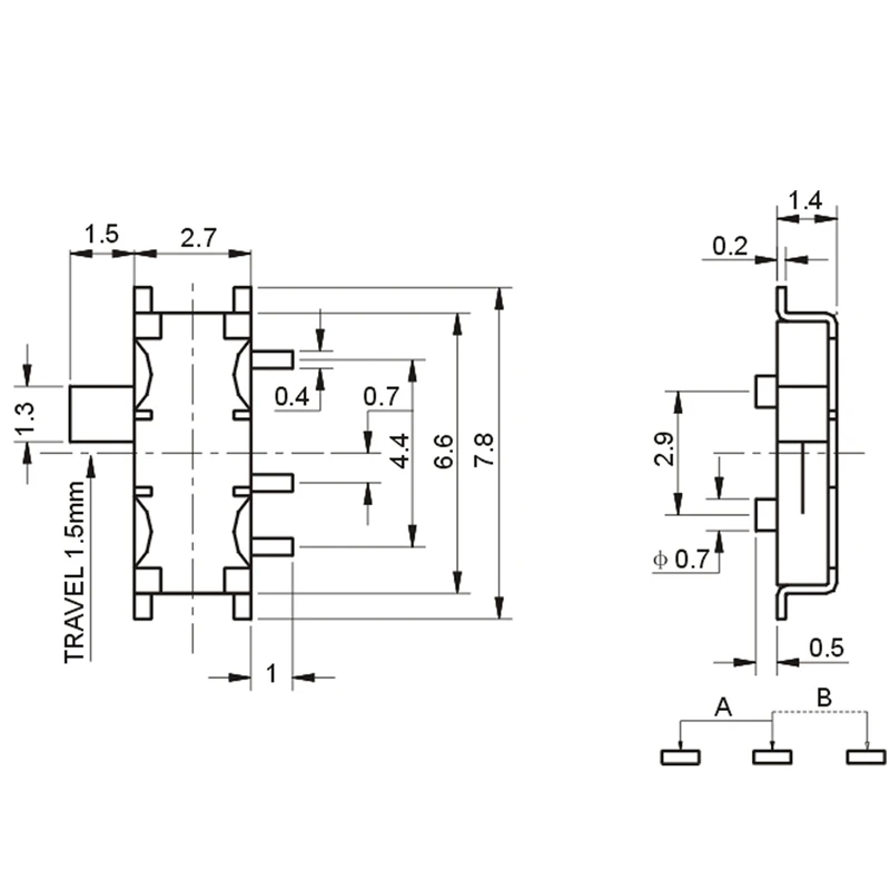 2018 50 шт мини 7-ПИН на/Off 1P2T SPDT MSK-12C02 SMD Переключить ползунковый переключатель для MP3 MP4 OCT26_40