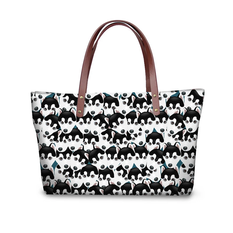 

Cartoon Animal Husky Puzzle Top-handle Bags for Women High Quality Female Big Totes Cross Body Bag Shoulder Handbags