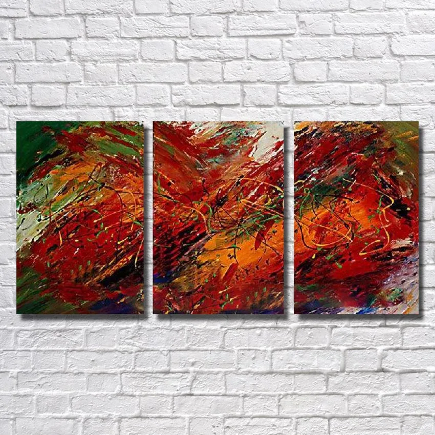 

Pure Hand-painted Oil Paintings Home Decor the Sitting Room The Bedroom 3 spell Abstract Red Painting Pictures on The Wall Art