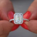 Серебряные Свадебные обручальные кольца для женщин изысканный прямоугольник большой камень циркон кольцо ювелирные изделия размеры от 6 до 10 - фото
