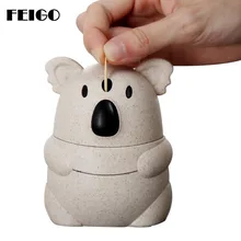 FEIGO 1 шт. Автоматическая Подставка Для Зубочисток высокого качества мультфильм медведь Пшеница зубочистка коробка корзина-диспенсер для дома, бара, настольный держатель F841