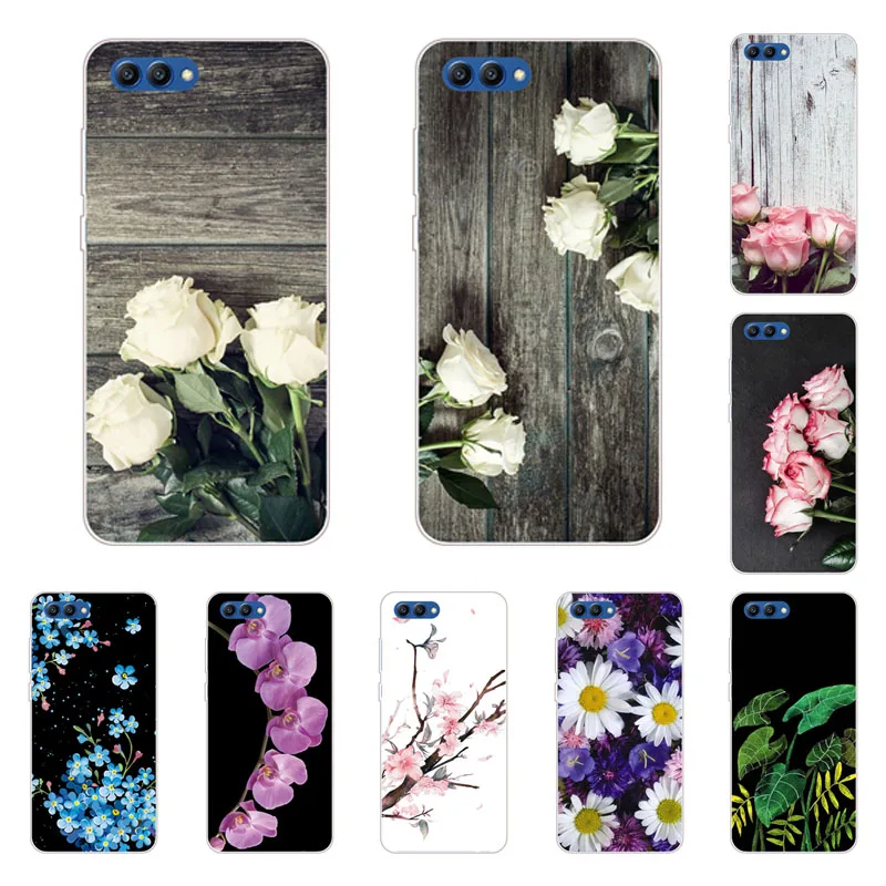 huawei honor v10 Case Silicon Popular flowers Painting Soft TPU Back Cover for view 10 Protect Phone cases shell |