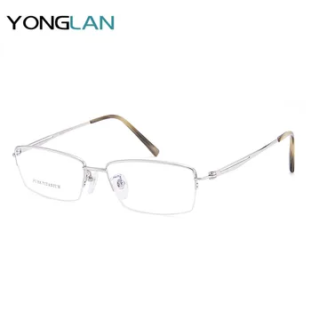 

Yong Lan Men Eyewear Pure Titanium Design Optical Glasses Semi-Rimless Frame Myopia Optics Eyewear Clear Lens Gafas Goggles