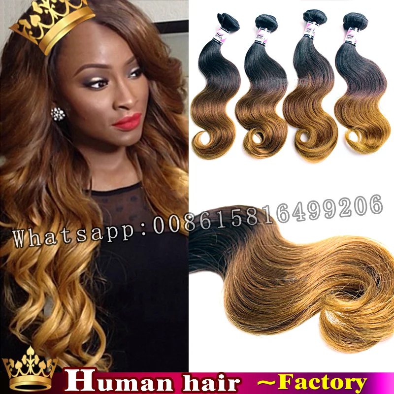 

Natural black Brown #1b/30 ombre queen hair brazilian hair weave bundles body wave Curly 100% human real hair crochet weft hair