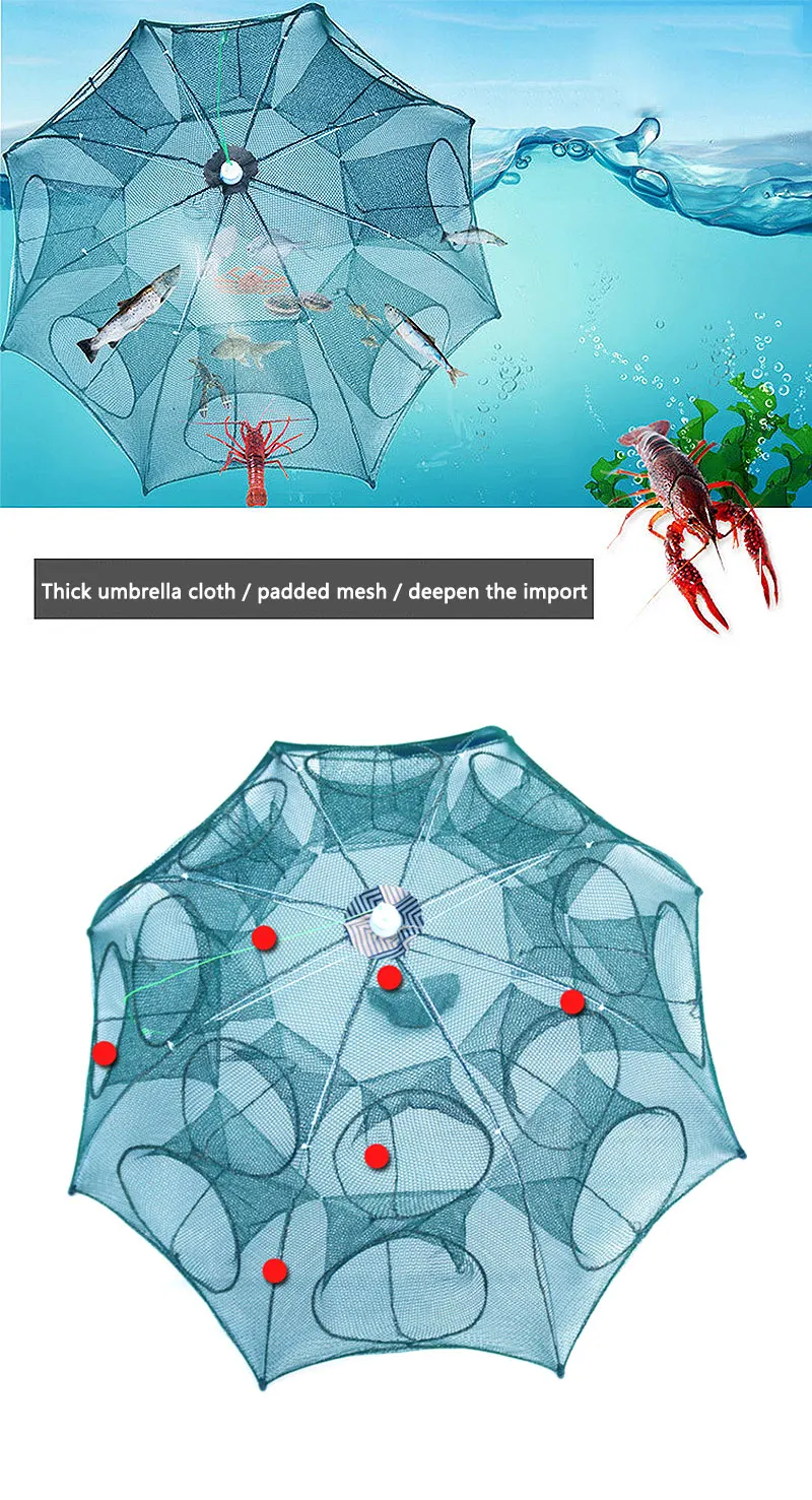 Складной Портативный 4/6/8/10 отверстий Автоматическая рыболовная креветка Ловушка рыболовная сеть Рыба Креветки Минноу краб приманки Литой сетки ловушка для продажи