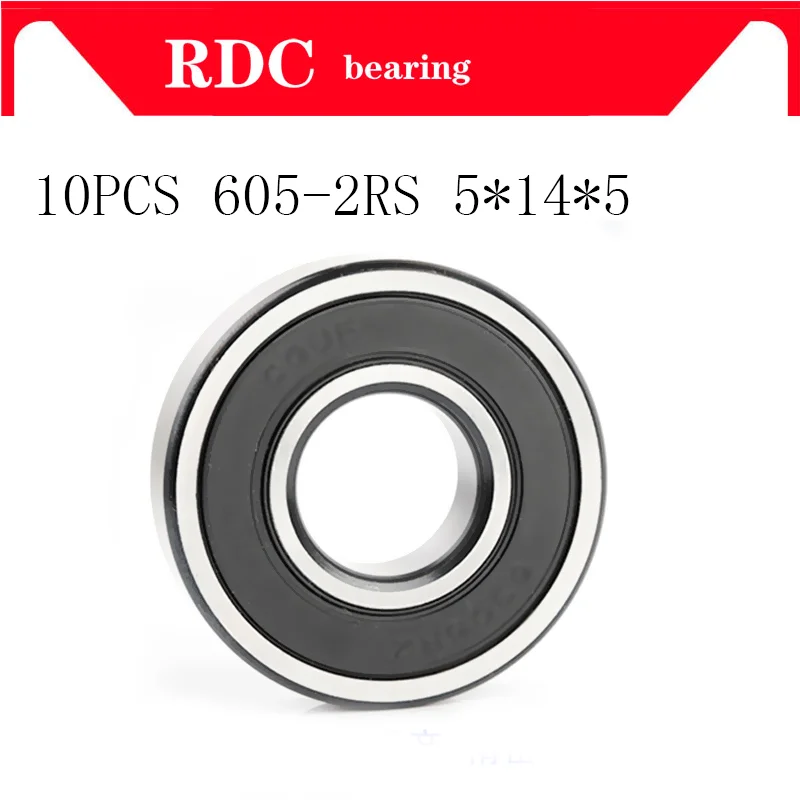 

10 шт. ABEC-5 605 2RS 605RS 605-2RS 605 RS 5*14*5 мм миниатюрное резиновое уплотнение маджонг машина высокое качество глубокий шаровой подшипник