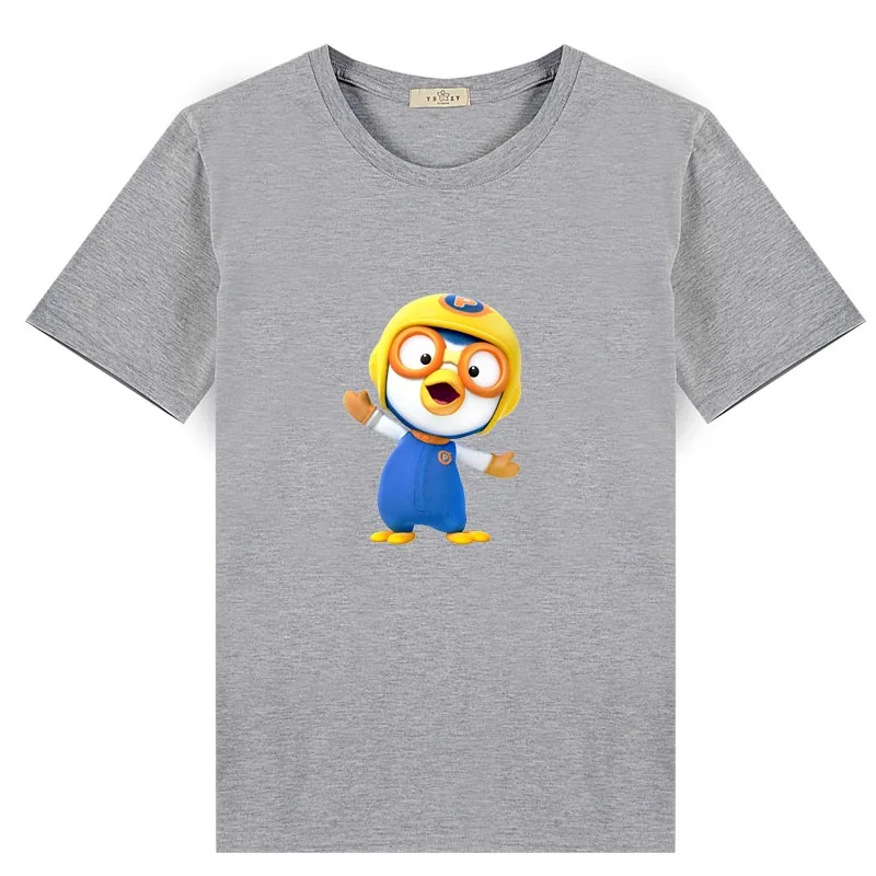 Милые футболки из хлопка с героями мультфильмов pororo, топы с короткими рукавами, футболки, одежда для мальчиков