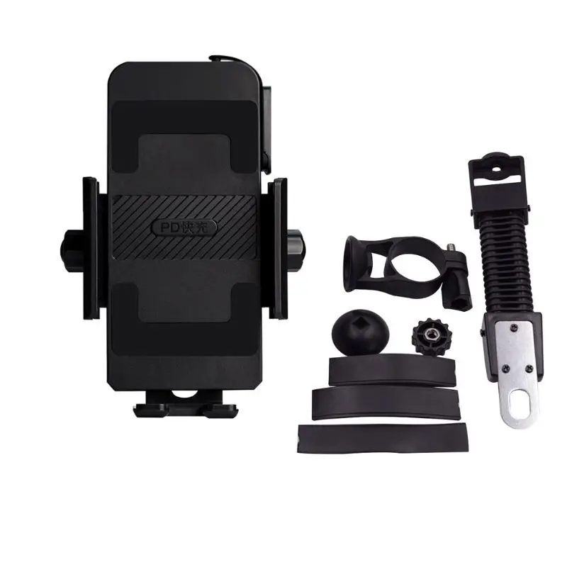 

Waterproof Motorbike Motorcycle Handlebar Mirror Cell Phone Mount Holder with Switch QC 3.0 USB Type C PD Fast Charger for Phone