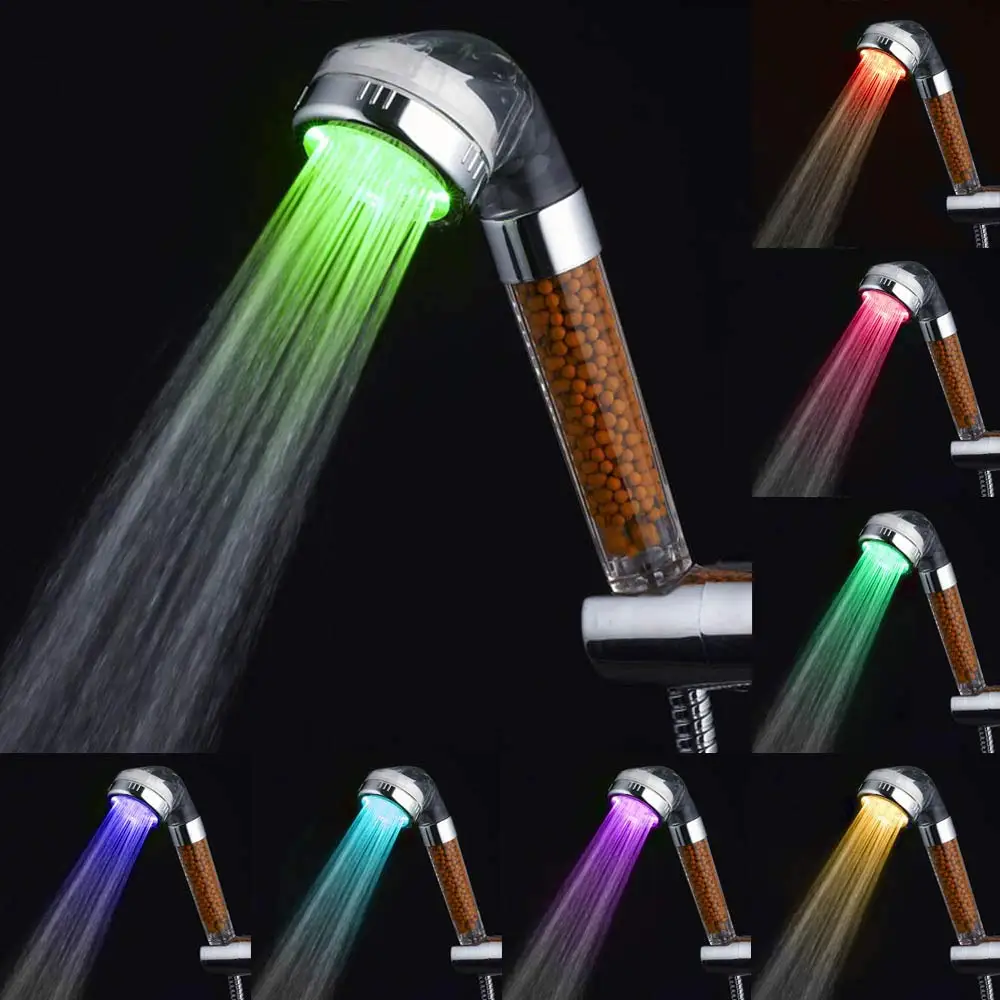 Zloog светодиодный 7 цветные огни изменение насадки для душа без батареи автоматический ионный фильтр камень ливневая насадка для душа и ванной