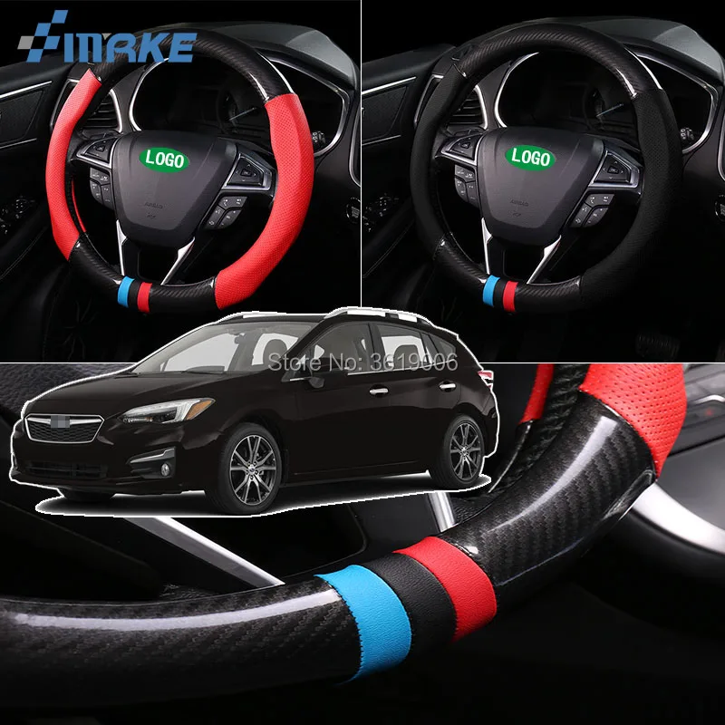 smRKE For Subaru Impreza Steering Wheel Cover Anti Slip Carbon Fiber