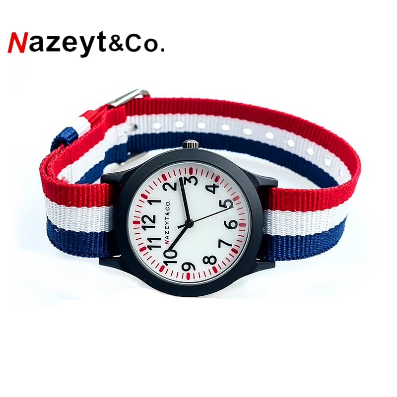 Nazeyt 2018 Акция Средний студент цветной нейлон Спорт на открытом воздухе армия часы обувь для мальчиков Дети Простой циферблат подарок часы