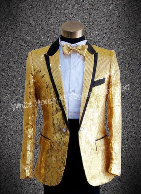 2018 gold blazer for men sequin tuxedo gold jakcet men ...