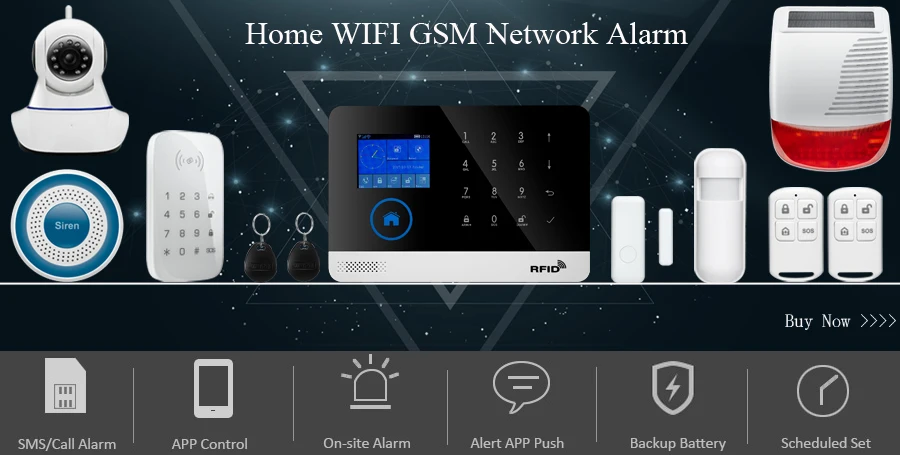 Беспроводной SIM GSM дома RFID охранной ЖК дисплей Сенсорная клавиатура Аварийная сигнализация wifi GSM сенсор комплект английский, русский