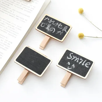 

3pcs Small Chalkboard Wooden Clip/Multi-Function Marker Mail Clip Creative Clip-On Wood Photo Folder
