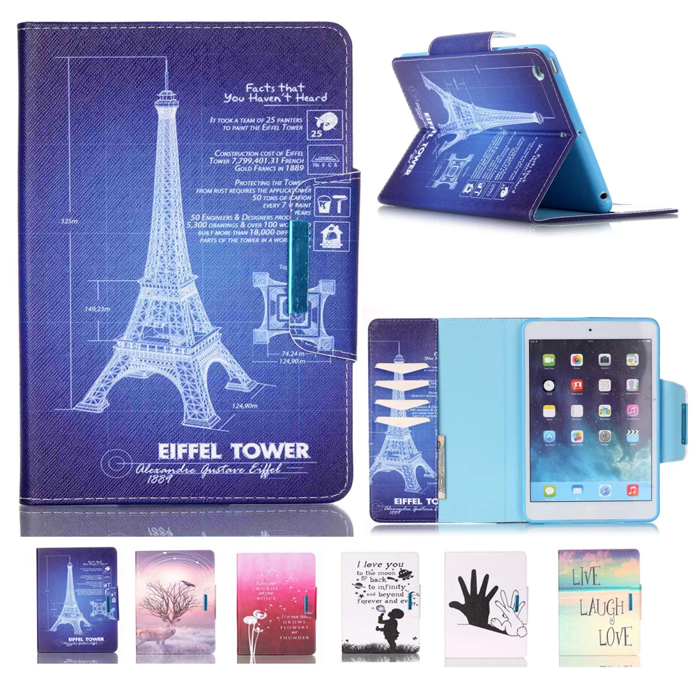 

For Coque iPad Mini Case New Fashion Magnetic Closure PU Leather Stand Case Book Style Flip Folio Cover for iPad Mini 1 2 3