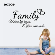 Семейная любовь никогда не заканчивается вдохновляющие положительные цитаты высказывания наклейки на стену виниловые художественные наклейки для дома декоративная Гостиная Спальня