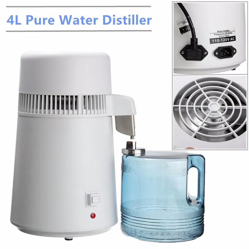 

Dental 4L Distilled Water Distiller Pure Water Purifier Filter Distillation Purifier Stainless Steel Machine Medical Home use