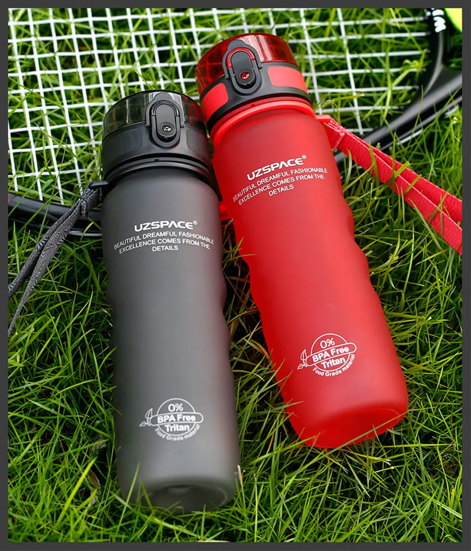 UZSPACE 0%BPA Plastic Sports Water Bottles Portable Travel Outdoor Cycling Drink Fruit protein Shaker My tea bottle 500ml 950ml_16