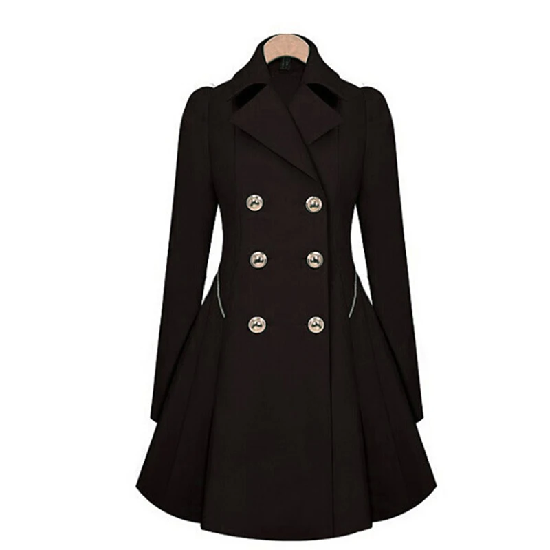 

Women Trench Coat Spring Double Breasted Long Sleeve Ladies Trench Lapel Windbreaker Long Slim Autumn Coats Outerwear