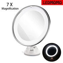 2017 NEW LED 7X Magnifying Cosmetic Makeup Mirror With Power Locking Suction Cup Bright Diffused Light 360 Degree Rotating