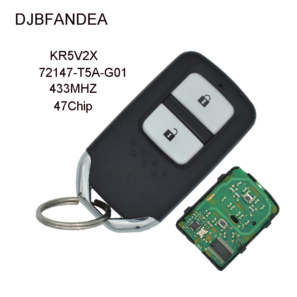 

DJBFANDEA 2Button Remote Smart Key For Honda City Jazz XRV Venzel HRV 72147-T5A-G01 433mhz Car Key Fob with 47Chip