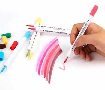 

14Pcs 28 Colors Gradient Watercolor Art Marker Set Water Soluble Double Color Brush Marker Pen For Design Manga Comic