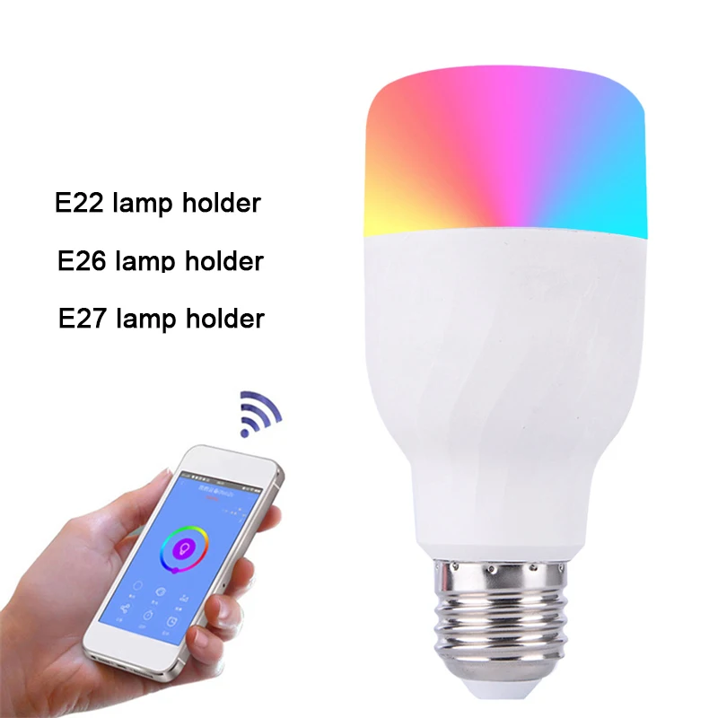 

12W Smart Bulb E22/E26/E27 RGB Color-changing LED WiFi Light Lamp For Alexa Echo Remote Control/IR Remote Control
