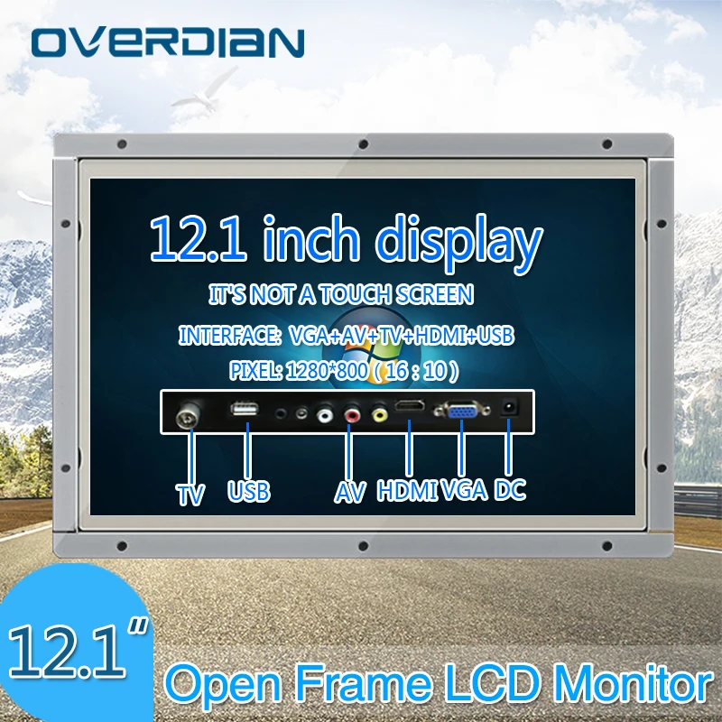 

12"VGA/HDMI/TV/AV/USB Display Interface Open Frame Metal Shell All Angle of View Non-Touch IPS/Hard Screen Monitor TFT Type