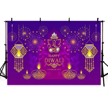 

Diwali Candles Festive Gold Diya Crystals Color photography backdrops Computer print photo background