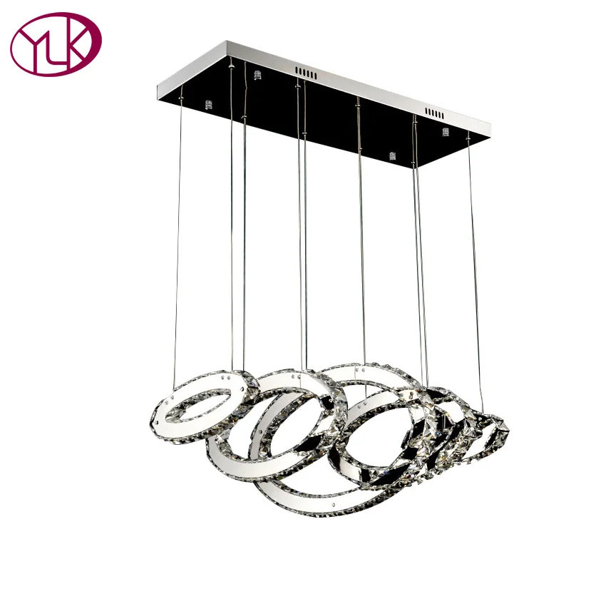 

Youlaike Modern LED Chandelier Lighting Rectangle Hanging Clear Crystal Lamp AC110-240V Dining Room Kitchen Light Fixtures