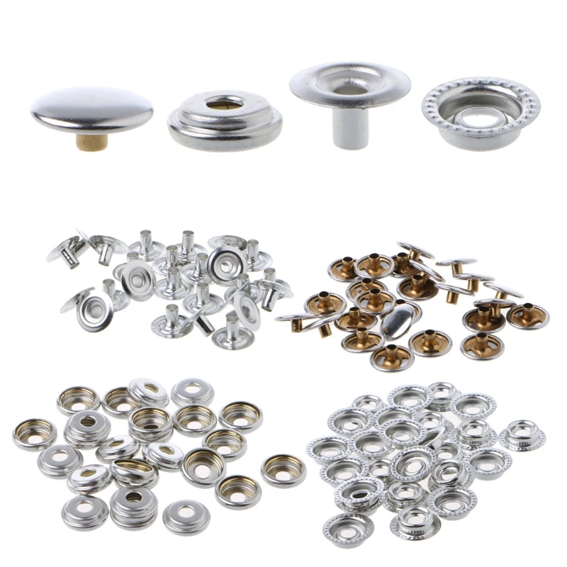 

100 Pcs Stainless Steel Fastener Snap Press Stud Cap Button Marine Boat Canvas