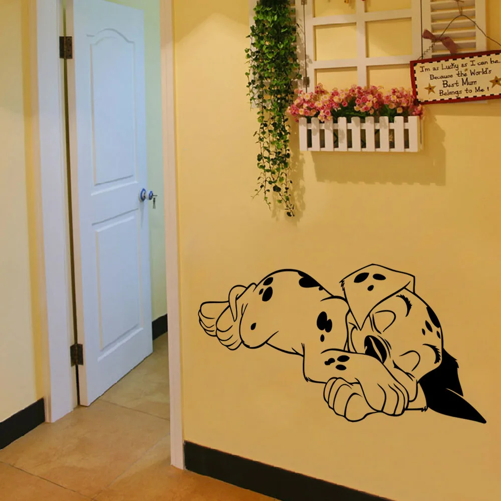Sleeping Dalmatian Dog Sticker Children's Nursery Room Decors Vinyl Wall Decal 