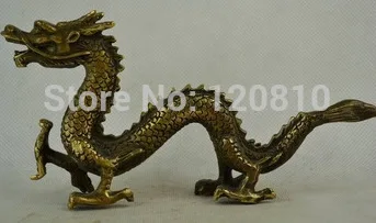 

Old Decorated Handwork Copper Carving Dragon Exorcism Bring Good Luck Statue