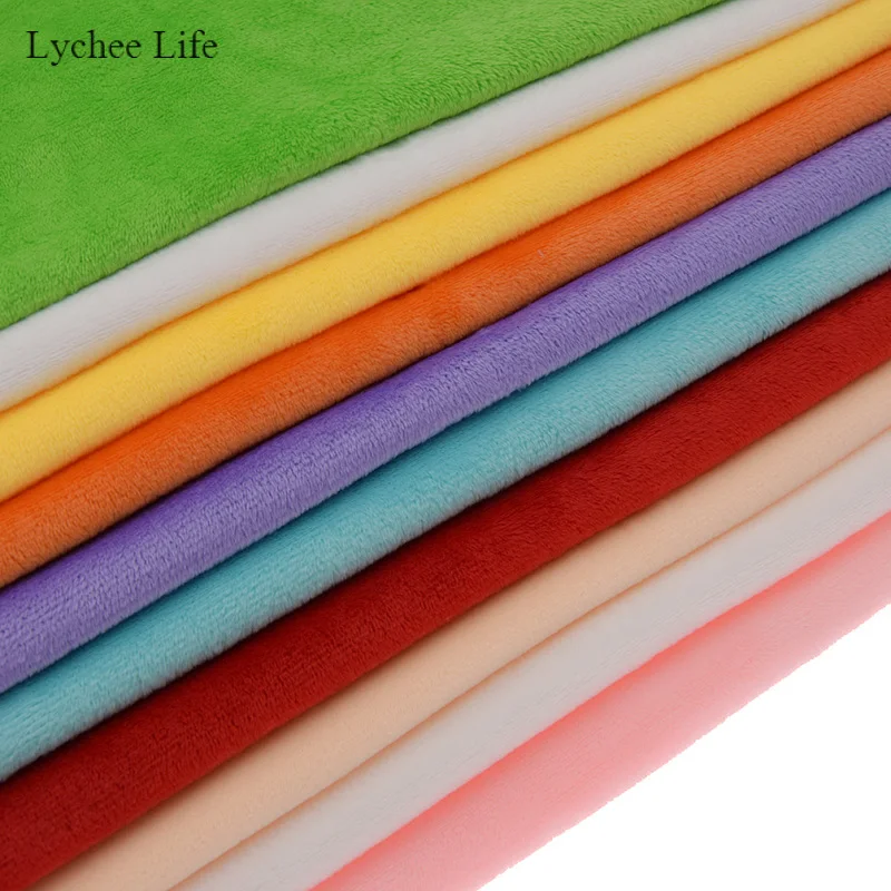 Lychee Life Multilcolor Short Soft Plush Fabric Diy Handwork Patchwork Fabric Toys Handmade