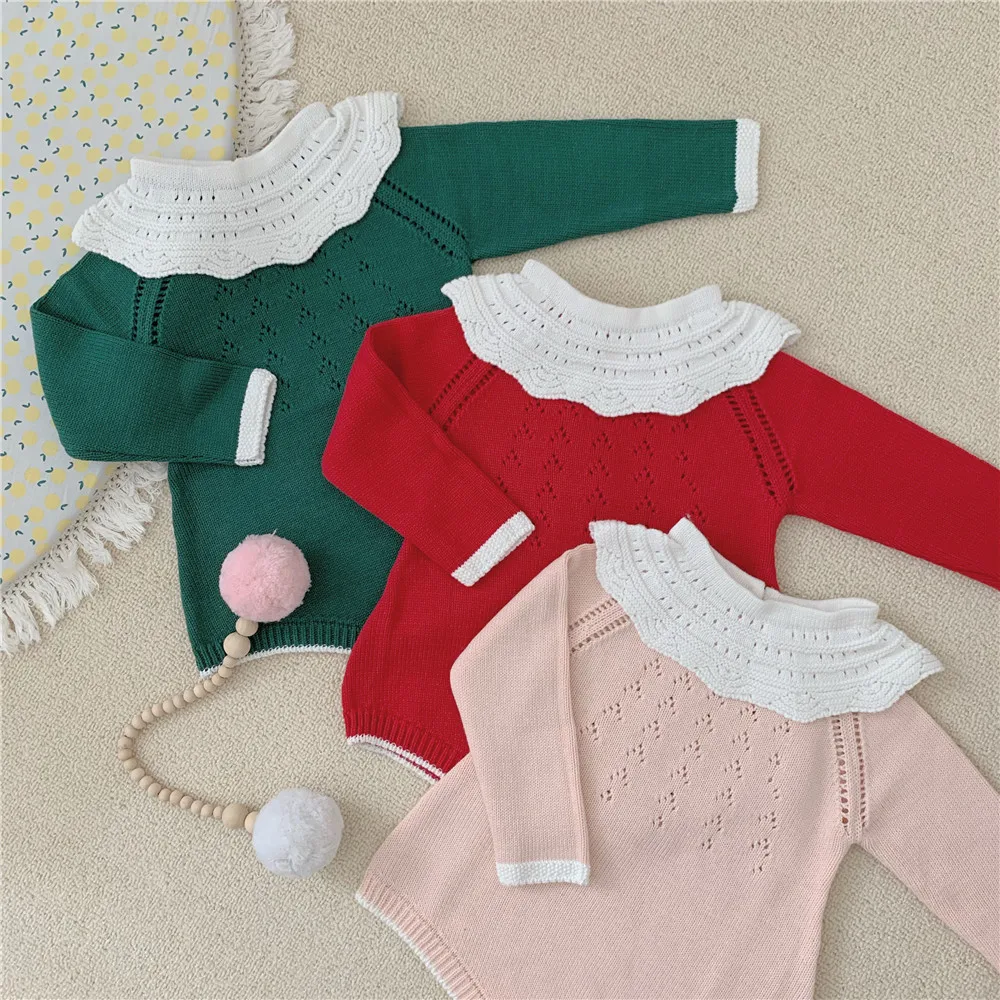 Kopen Trui Rompertjes Pasgeboren Baby Kleding Jongens Lange Sleeeved Patchwork Infant Kids Truien Jumpsuit Meisjes Romper Gebreide Kleding