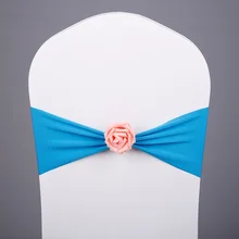 Бирюзовый цвет Подвязка из спандекса для стула с канделябр искусственный цветок мяч крепежная створка стула лайкра стрейч подходит для всех стульев свадьбы