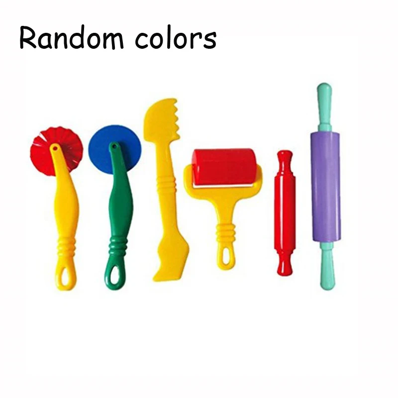 Цветные модели для игры в тесто, игрушки, Креативные 3D инструменты для пластилина, Набор пластилина, глиняные формы, роскошный набор, Обучающие Развивающие игрушки - Цвет: 6pcs random colors