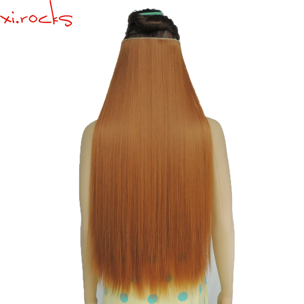 

5piece/Lot Xi.rocks Synthetic Clip in Hair Extension 28inch Length Straight Hairpiece 5 Hair Clips Matte Fiber Ginger Color 27S
