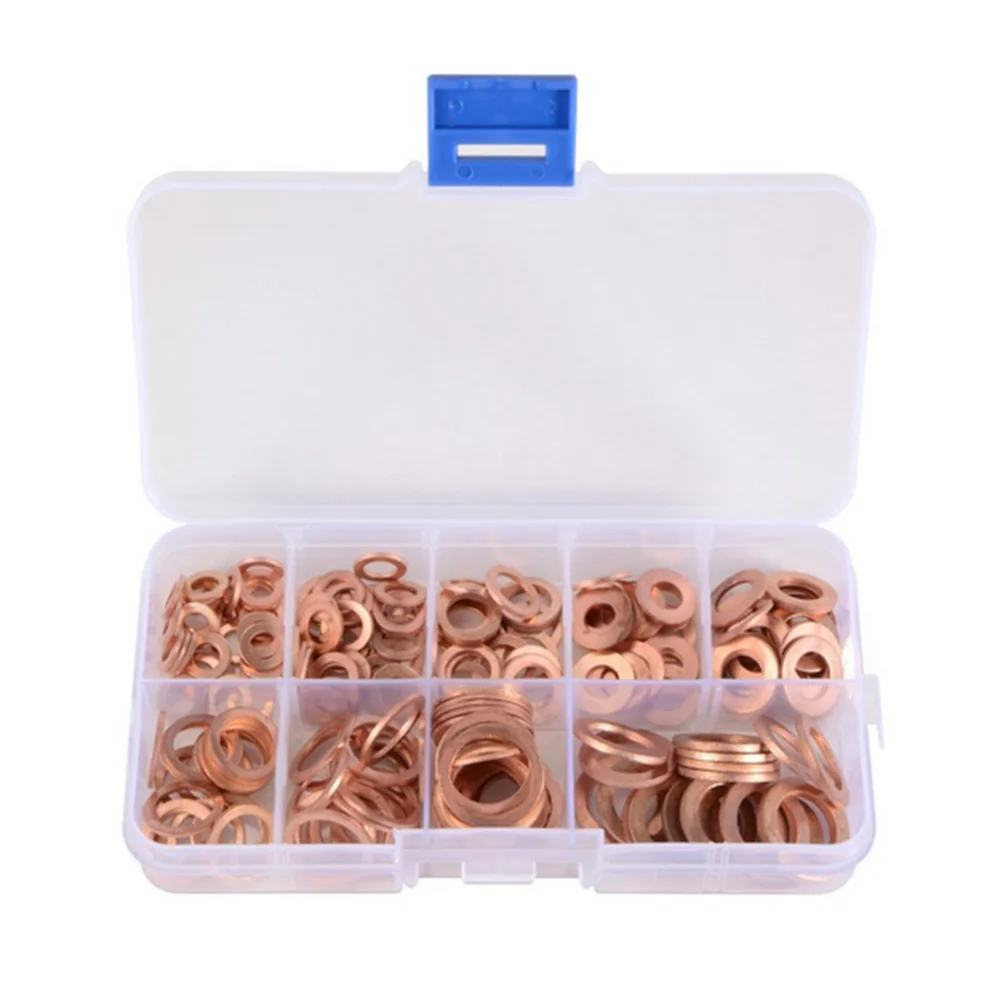 200 шт./компл. Твердые медные шайбы плоское кольцо прокладка уплотнительное