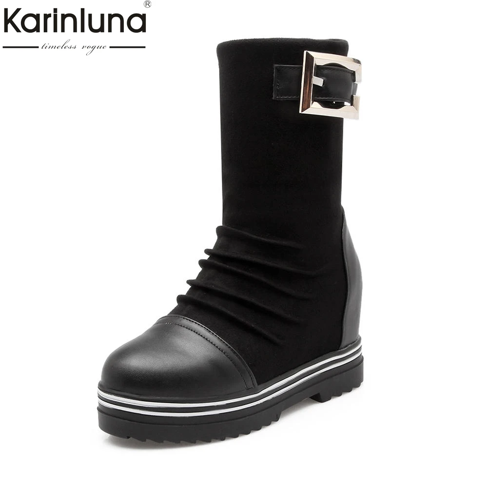 

karinluna new Arrivals Large Size 33-43 Increasing Heels Elegant Shoes Woman Boots Women Slip On Platform Ankle Boots Female