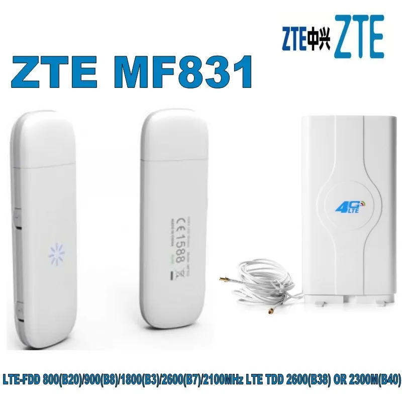 Lot of 10pcs ZTE MF831 4G Dongle plus 2 Xts9 External Antenna LTE USB Modem,DHL shippingin