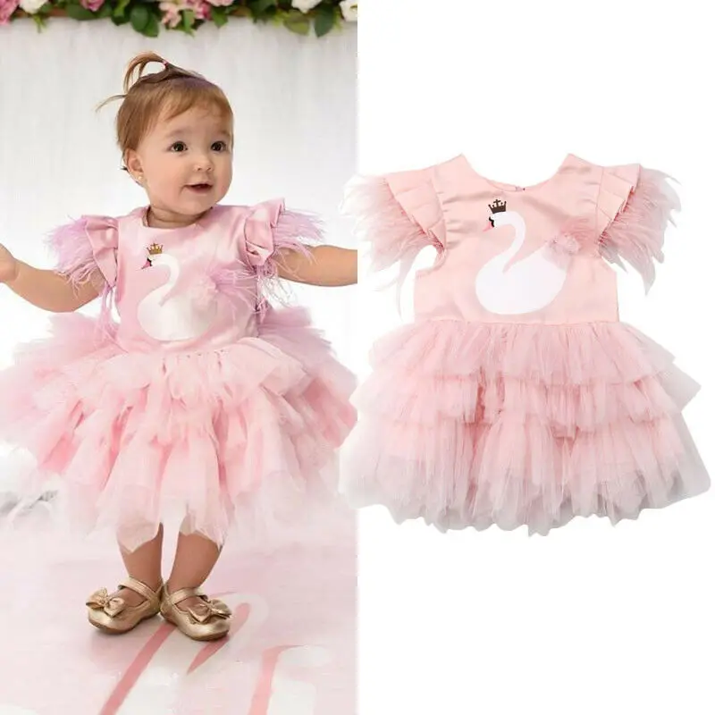 

Pudcoco 2019 Summer Newborn Kids Baby Girls Tulle Swan Party Pageant Princess Gown Formal Ruffle Cute Dress