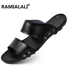 Модные мягкие мужские сандалии удобная летняя обувь для отдыха мужская пляжная обувь мужские кожаные сандалии ручной работы Большие размеры 35-47