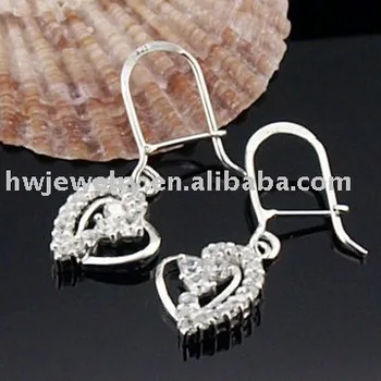 

earrings for women,heart drop silver earring, silver earring with cubic zircoina,bijoux